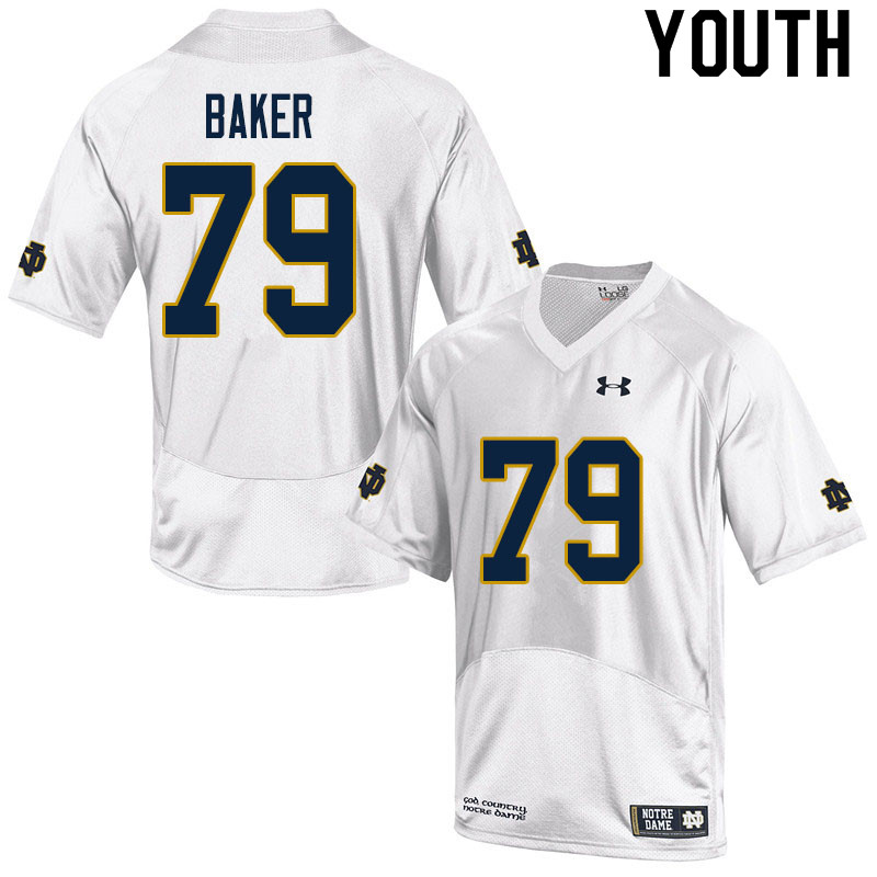 Youth #79 Tosh Baker Notre Dame Fighting Irish College Football Jerseys Sale-White